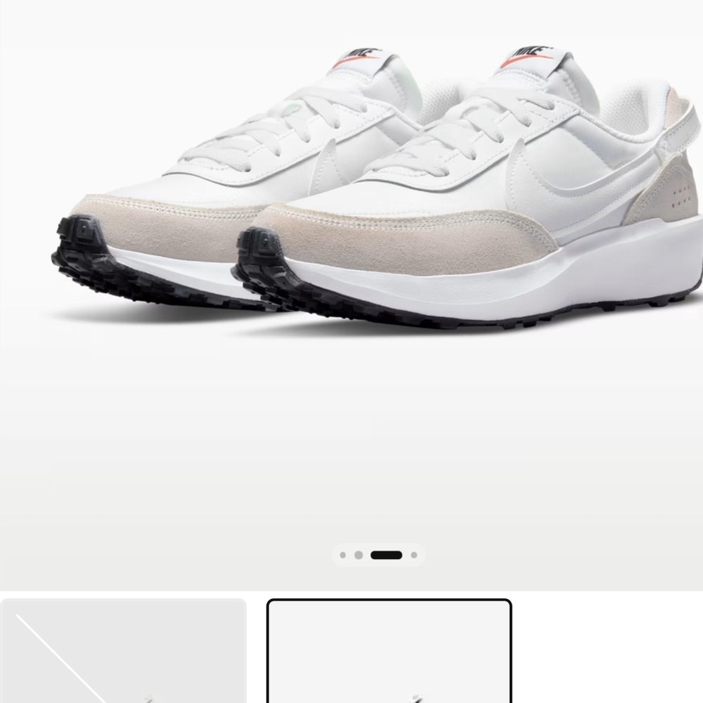 Nike Waffle Runner Leather Sneakers in White & Light Beige SIZE 9.5